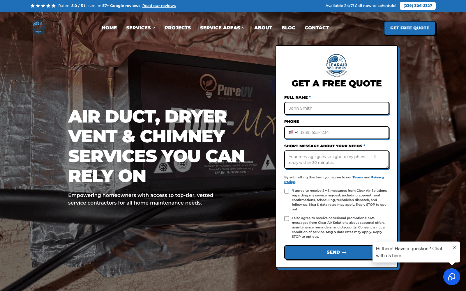 Clear Air Solutions website