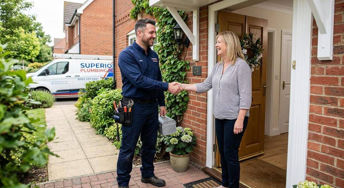 Plumber reviewing lead generation dashboard showing calls and booked jobs from multiple channels