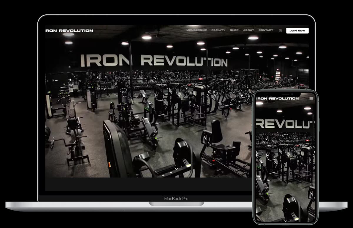 Iron Revolution gym website on desktop and mobile