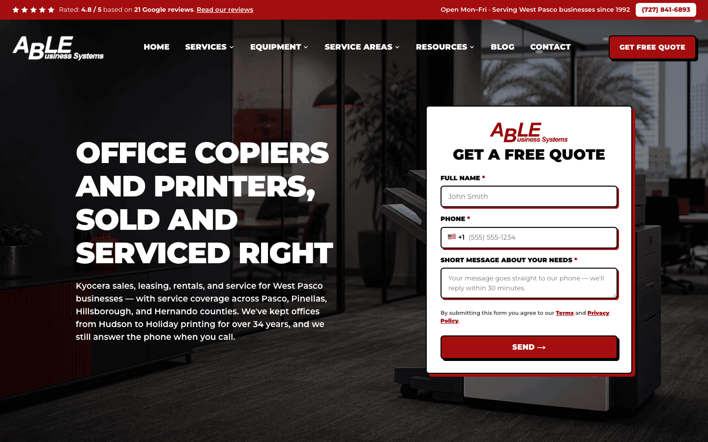 Able Business Systems website