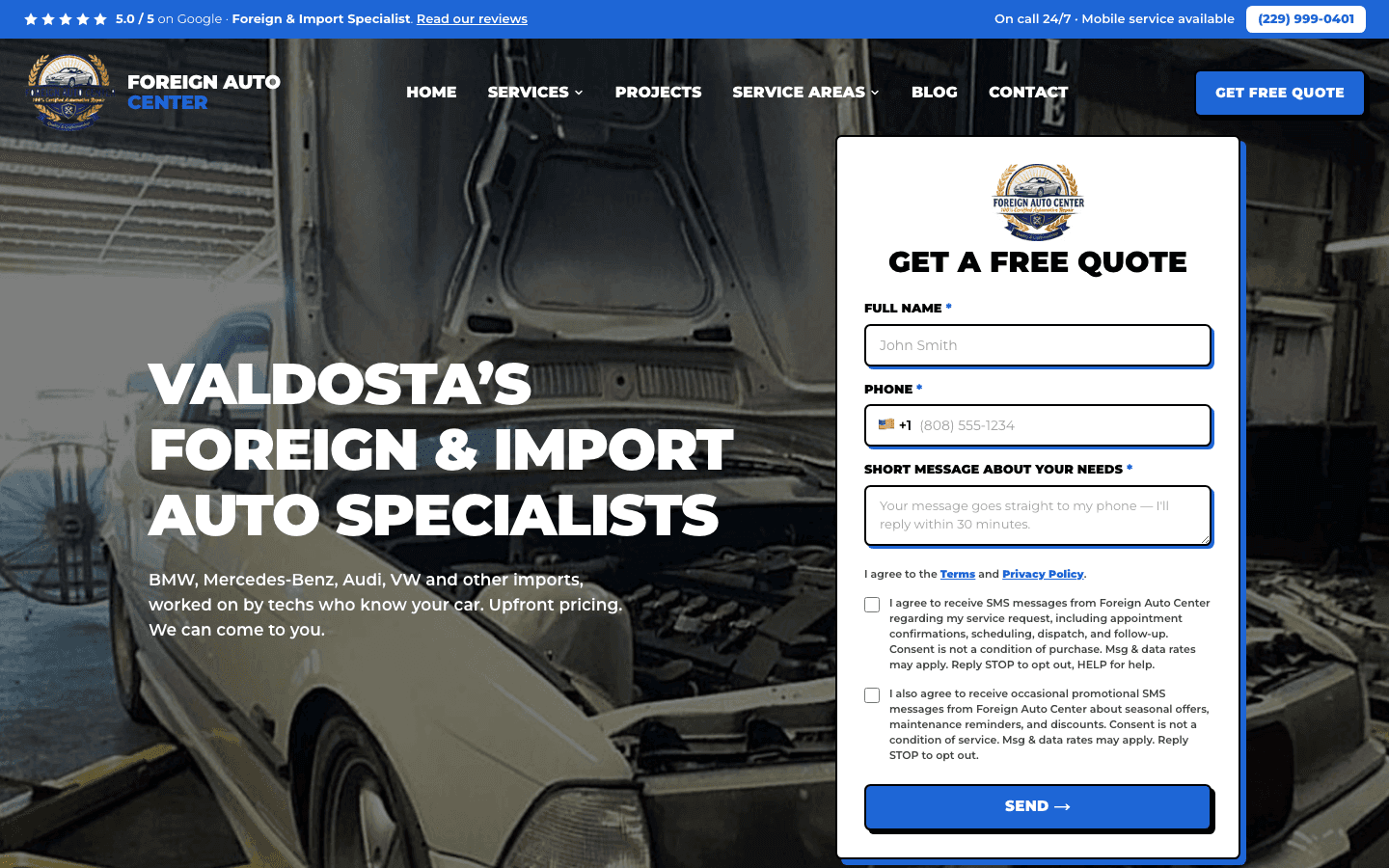 Foreign Auto Center website