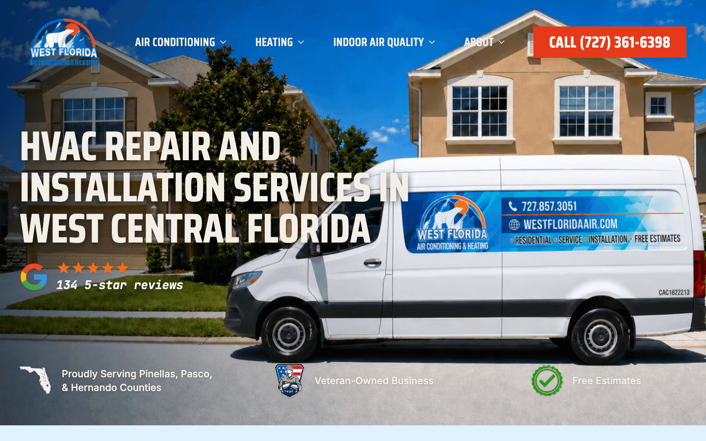 Screenshot of the West Florida Air website