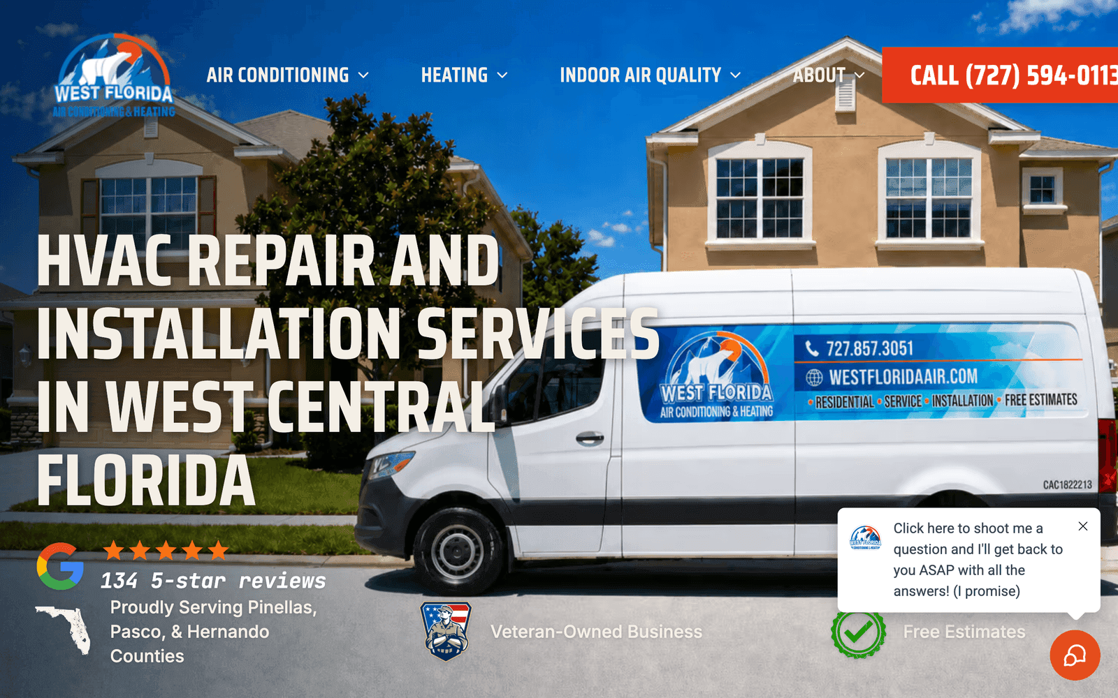 A real client website built by MCC — West Florida Air